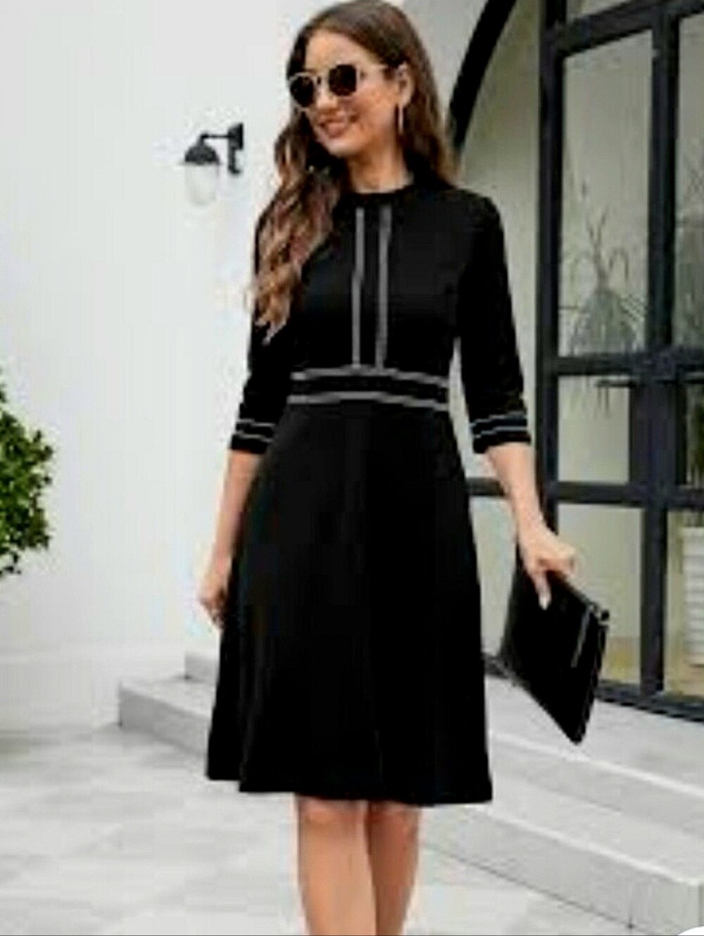 HOMEYEE Vintage Patchwork Aline Dress